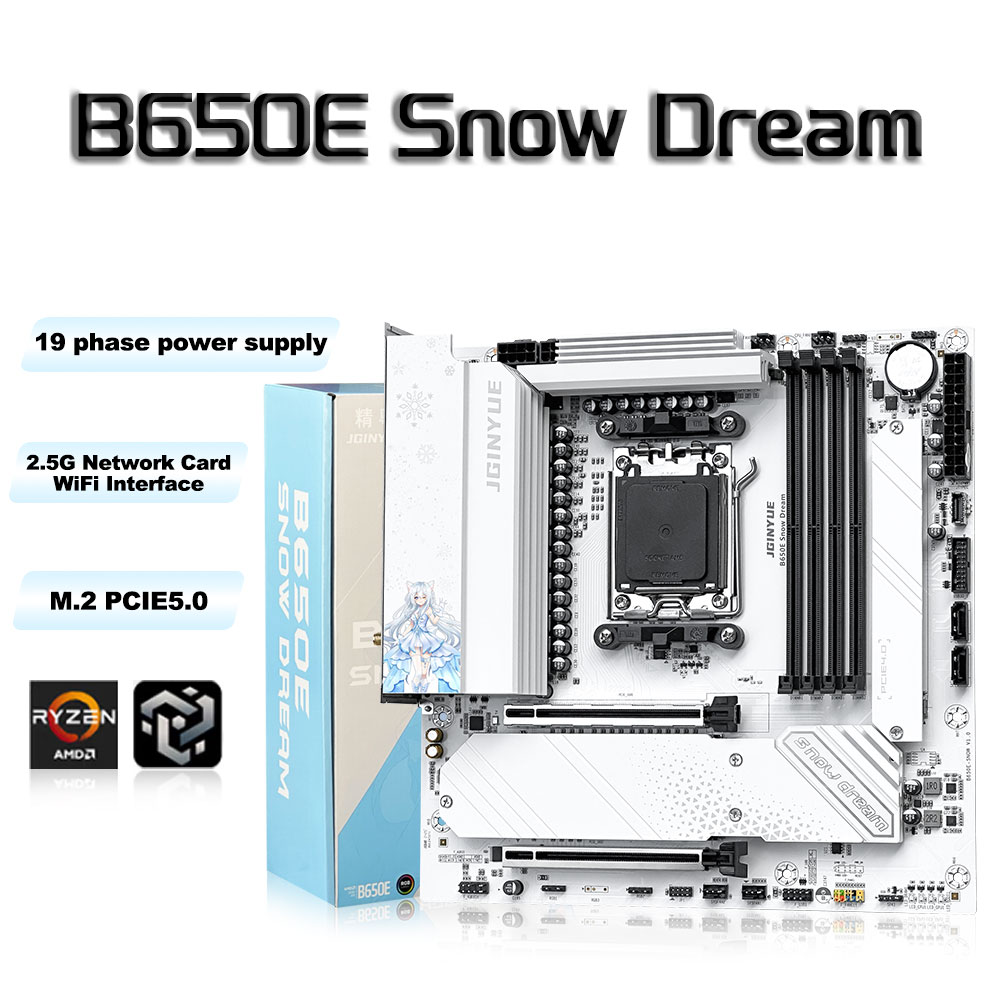 Am5 Micro Atx Pcie 5.0 Motherboard - Płyta główna JGINYUE B650E Snow Dream
